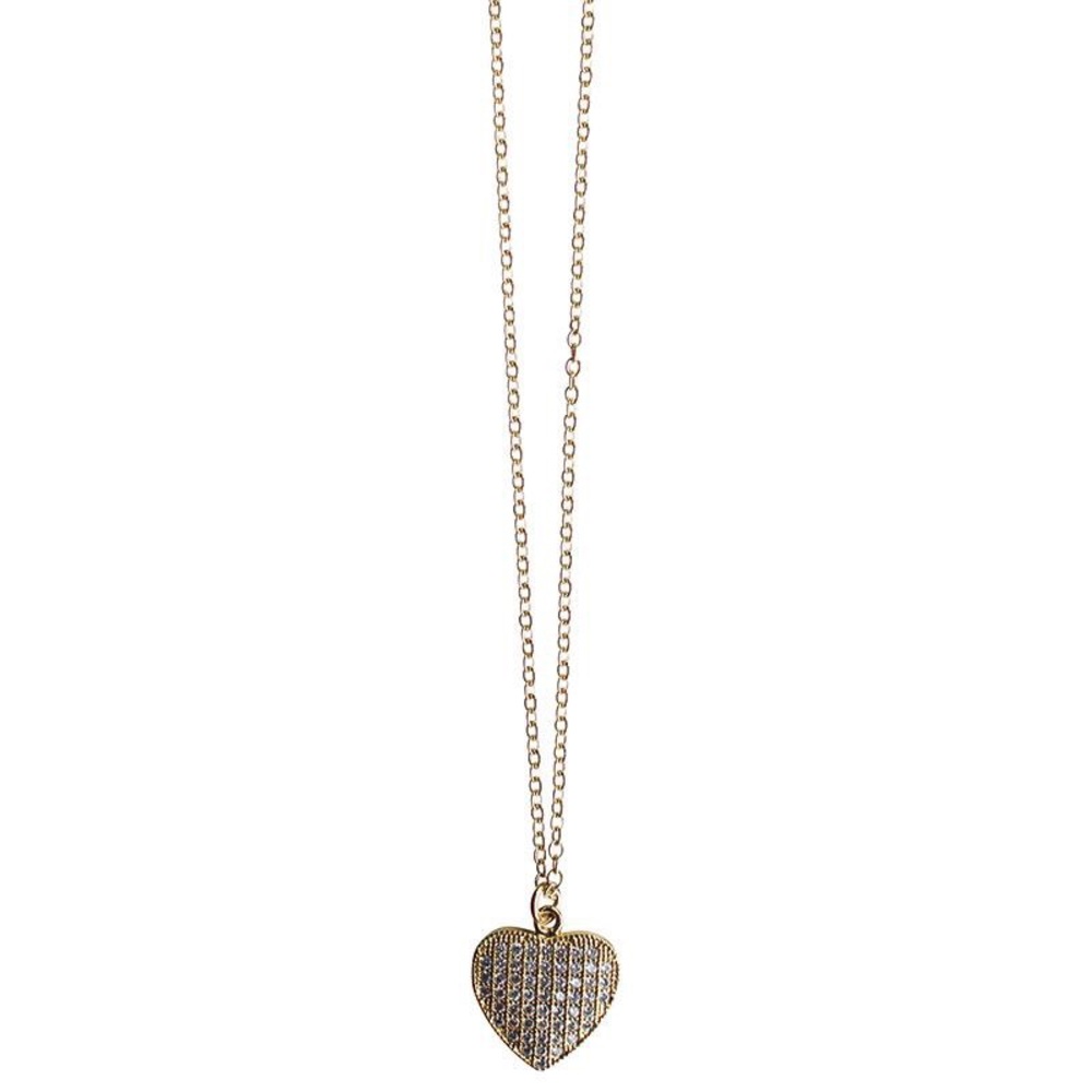 Gemelli Pave Heart Gold Necklace
